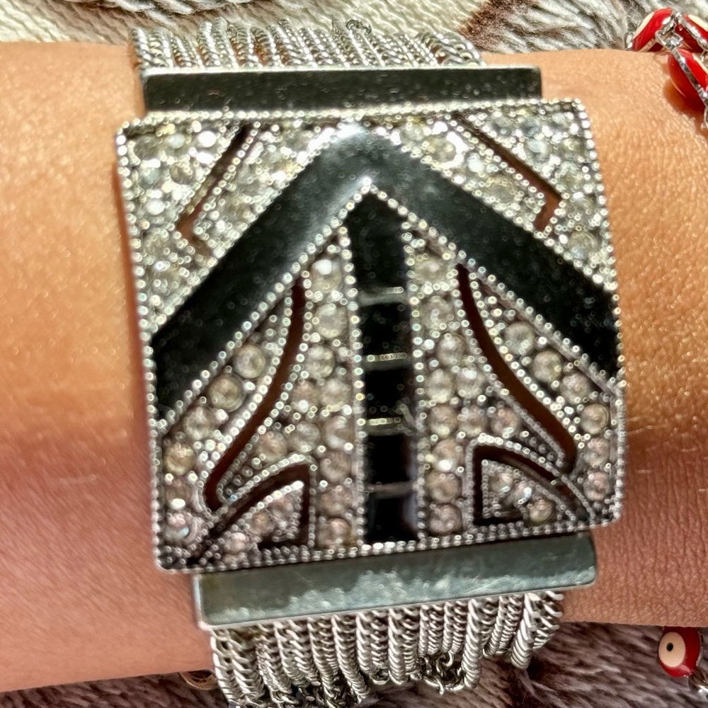 Silver and Black Geometric Bracelet
